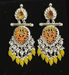 Festive Orange & Yellow Chandbali Earrings -by Tessara