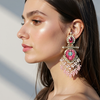 Traditional Rajasthani Meenakari Earrings with a Royal Pink Touch-by Tessara