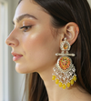 Festive Orange & Yellow Chandbali Earrings -by Tessara