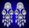 Silver-Plated Kundan Chandelier Earrings with Pearl Drops -by Tessara