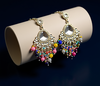 Silver-Plated Kundan Chandelier Earrings with Multicolor Beaded Drops -by Tessara