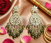 Silver-Plated Kundan Earrings with Bead Danglers -by Tessara