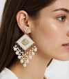 Tessara Ethnic Alloy Chandbali Jhumki Earrings with Cubic Zirconia