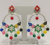 Silver-Plated Meenakari Chandbali Earrings with Multicolor Beads & Kundan Work -by Tessara