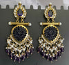 Handcrafted Black & Gold Statement Earrings with Carved Floral Design -by Tessara