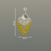 Silver-Plated Kundan Chandelier Earrings with Yellow Beaded Drops-by Tessara
