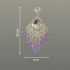 Silver-Plated Kundan Chandelier Earrings with Purple Beaded Drops -by Tessara