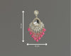 Silver-Plated Kundan Chandelier Earrings with Pink Beaded Drops -by Tessara