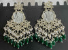 Kundan Earrings with Elegant Green Bead Drops -by Tessara