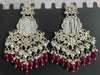 Classic Kundan Chandbali Earrings with Red Stone Drops -by Tessara