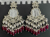 Classic Kundan Chandbali Earrings with Red Stone Drops -by Tessara
