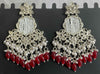 Classic Kundan Chandbali Earrings with Red Stone Drops -by Tessara