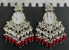 Classic Kundan Chandbali Earrings with Red Stone Drops -by Tessara