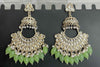 Kundan Earrings with Pastel Green & White Pearl Detailing -by Tessara