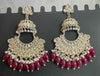 Gold-Plated Kundan Chandbali Earrings with Pearl & Pink Beads -by Tessara