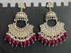 Gold-Plated Kundan Chandbali Earrings with Pearl & Pink Beads -by Tessara