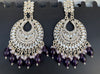 Grand Polki & Pearl Bridal Earrings with Purple Drops -by Tessara