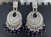 Grand Polki & Pearl Bridal Earrings with Purple Drops -by Tessara