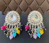 Multicolor Kundan Chandbali Earrings – Festive & Ethnic Charm-by Tessara