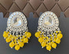 Traditional Kundan Earrings with Elegant Yellow Drops-by Tessara