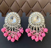 Traditional Polki Earrings with Statement Pink Dangles