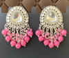 Traditional Polki Earrings with Statement Pink Dangles