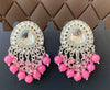 Traditional Polki Earrings with Statement Pink Dangles