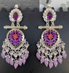 Regal Purple Meenakari Chandbali Earrings -by Tessara