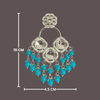 Tessara Silver-Plated Kundan Chandelier Earrings with Sky Blue Beaded Tassels