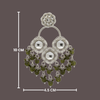 Tessara Silver-Plated Kundan Chandelier Earrings with Mehendi Green Beaded Tassels