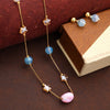 Gold Plated Contemporary Western Long-Chain Necklace with Earrings