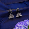 Navratri Ethnic Silver Oxidised Traditional Kundan & Stone Jhumka Earrings