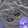 Navratri Ethnic Silver Oxidised Traditional Kundan & Stone Jhumka Earrings