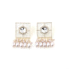 Traditional Gold Plated Square Shape Design Kundan and Pearl Drops Embellished Stud Earrings with Push Back Closure