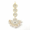 Gold Plated Traditional Kundan White Pearl Stunning Chandbali Earring with Maangtika Set