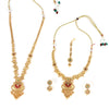 South Indian Traditional Long Jewellery Necklace Set Choker with Jhumka Earrings and Maangtika