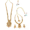 Traditional Gold Plated Flower Design Bridal Long Necklace Choker Set with Earrings and Maangtika