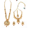 Gold Plated Bridal Wear Long Necklace Set Choker with Earrings and Maangtika