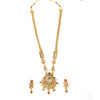 Traditional Gold Plated Leaf Design Long Haram Wedding Jewellery Necklace Set