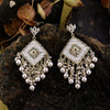 Gold Plated Designer Dangler Kundan White Pearls Style Earrings Jewelry Set Party Wear Earrings
