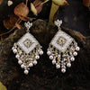 Tessara Ethnic Alloy Chandbali Jhumki Earrings with Cubic Zirconia