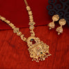 Gold Plated Long Traditional Haram Necklace with Jhumka Earring Wedding Wear Jewellery Set