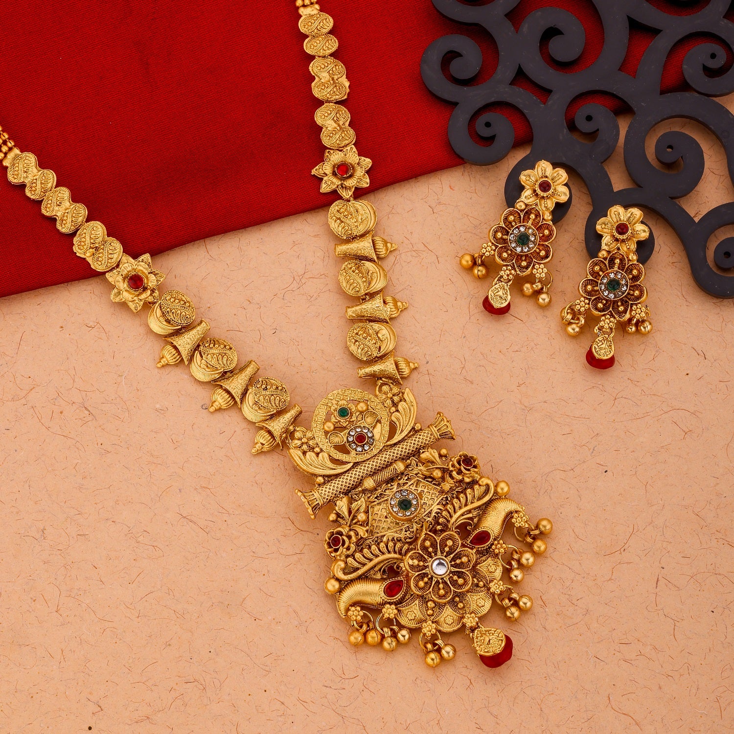 Bridal Gold Plated Long Necklace Models Gold Long Necklace Designs