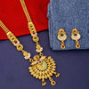Traditional Gold Plated Forming Long Multi Layered Necklace Jewellery Set