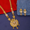 Traditional Gold Plated Flower Design Long Haram Necklace Jewellery Set