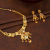 Multi Stone Floral Design Traditional Jewellery Necklace with Earrings Set