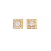 Sterling Silver Cubic Zirconia Designer Square Gold Plated Stud Earrings