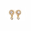 Sterling Silver Cubic Zirconia Designer Circular & Heart Gold Plated Stud Earrings