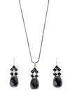 Oval Drop Oxidized Silver Plated Chain Pendant with Earrings Jewelry Set