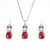 Oval Drop Oxidized Silver Plated Chain Pendant with Earrings Jewelry Set